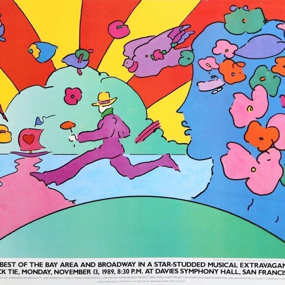 Peter Max Running Man Jumper Man Vintage 1989 Event Poster San Francisco - Picture 1 of 3